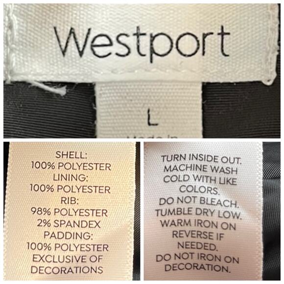 Westport Black Quilted Vest Zip Front Snap Pockets Padded Women's Size Large - Picture 11 of 12